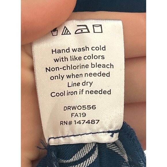 Draper James blue plaid windowpane ruffle shirt dress size 0 twee - Picture 5 of 7